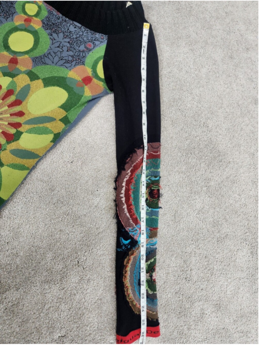 Desigual Mixed Media Long Sleeve Stretch Dress Sz M Artsy Art To Wear Grunge Y2K - Picture 9 of 15
